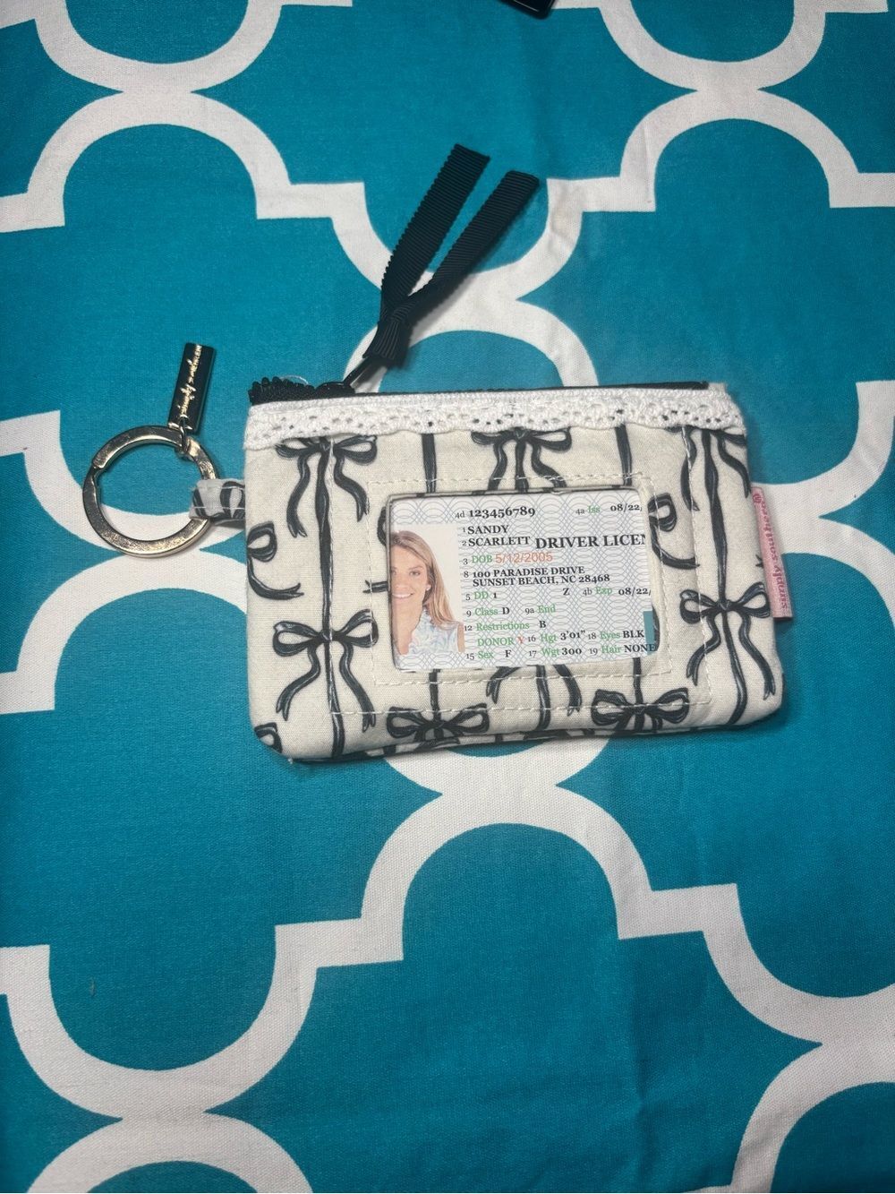 New Simply Southern Cream ID Wallet with Black Bow Design
